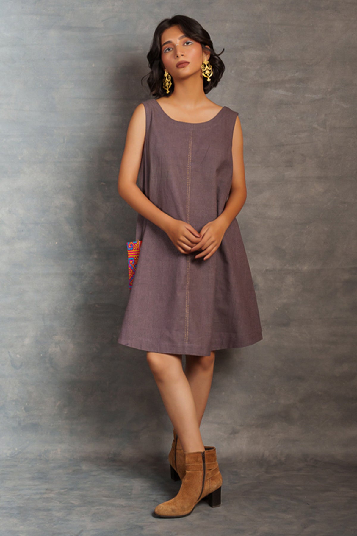 Buy Dusty Purple Applique Work Dress by Thread Game for women online at ScrollnShops